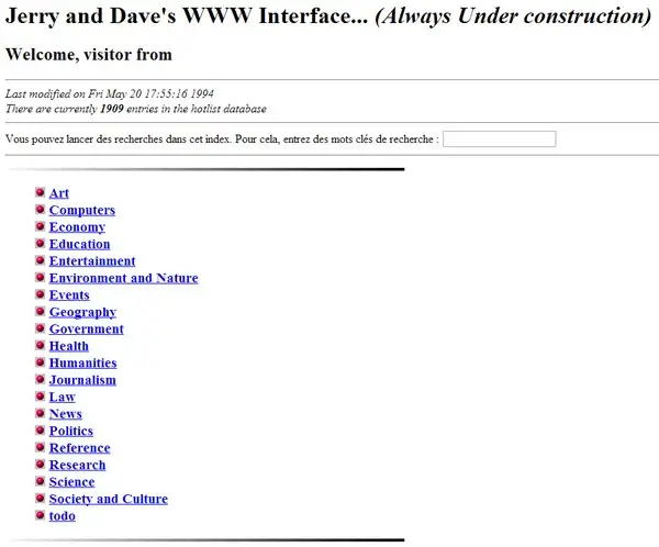 Jerry and David's Guide to the World Wide Web.